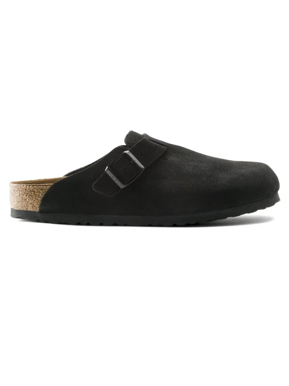Birkenstock Boston Black Suede Soft Footbed Unisex Clogs EU 40